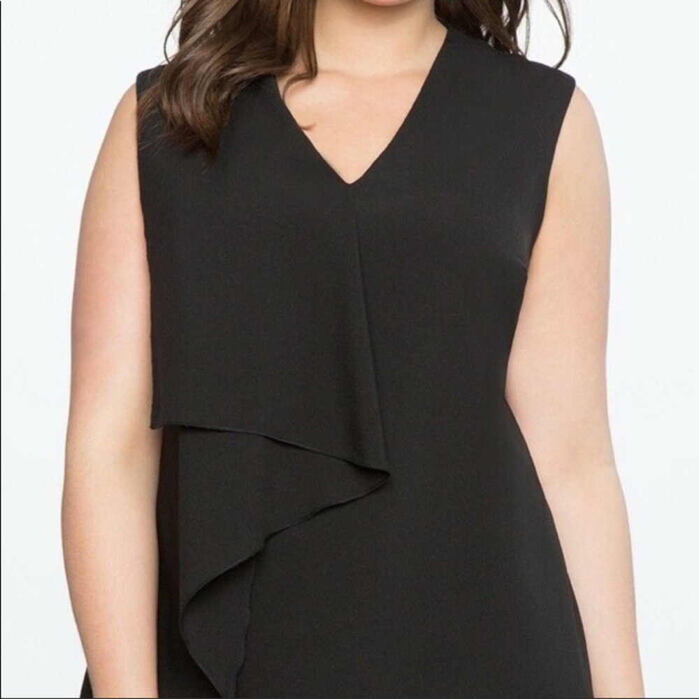 Eloquii Black Dress Plus Sz 18 Ruffle V-neck